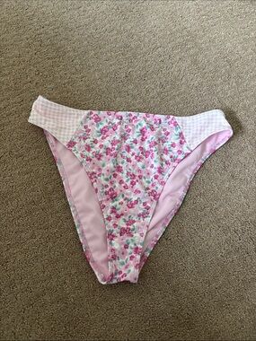 Pink Floral Gingham Bikini Bottoms